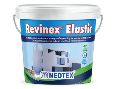 Neotex Revinex Elastic Λευκό 10Lt Eλαστομερής Υγρομονωτική βαφή Καθέτων Επιφανειών με Σιλάνια