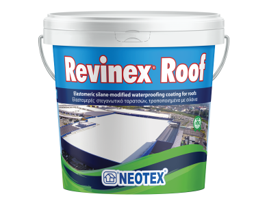 Neotex Revinex Roof Λευκό 12Kg Ελαστομερές Ακρυλικό Στεγανωτικό Ταρατσών με Σιλάνια