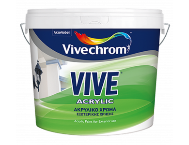 Vivechrοm Vive Acrylic Λευκό 9Lt Ακρυλικό Χρώμα Εξωτερικής χρήσης Ματ