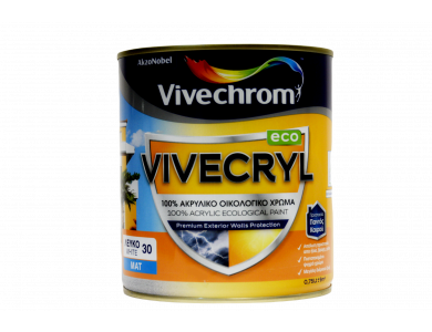 Vivechrοm Vivecryl Eco Λευκό 0,75Lt 100%Ακρυλικό Οικολογικό χρώμα Ματ